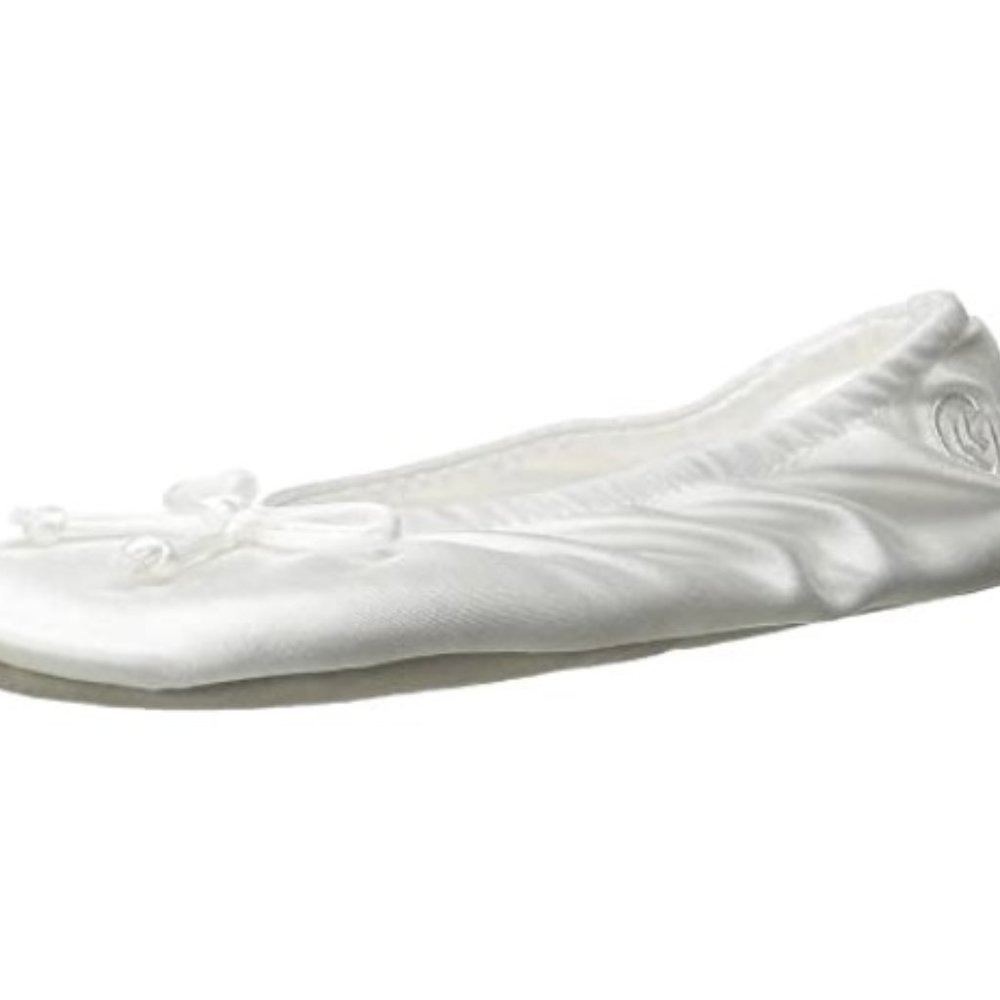 Isotoner Women's Satin Ballerina Slipper with Bow